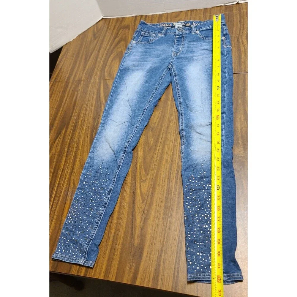 Girls Justice Denim Jean Leggings Size 12 Skinny Sparkles